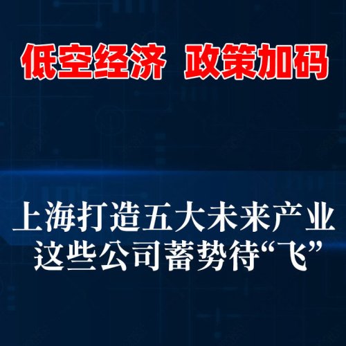 “低空经济” 政策加码，上海打造五大未来产业！ 这些公司蓄势待“飞”！